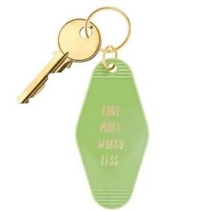 NEW motel style key ring “love more worry less”